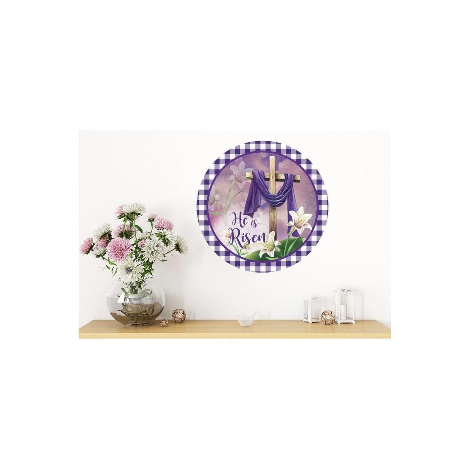 Shop For He Is Risen Easter Lily Sign - Wreath Enhancement at Michelle's aDOORable Creations
