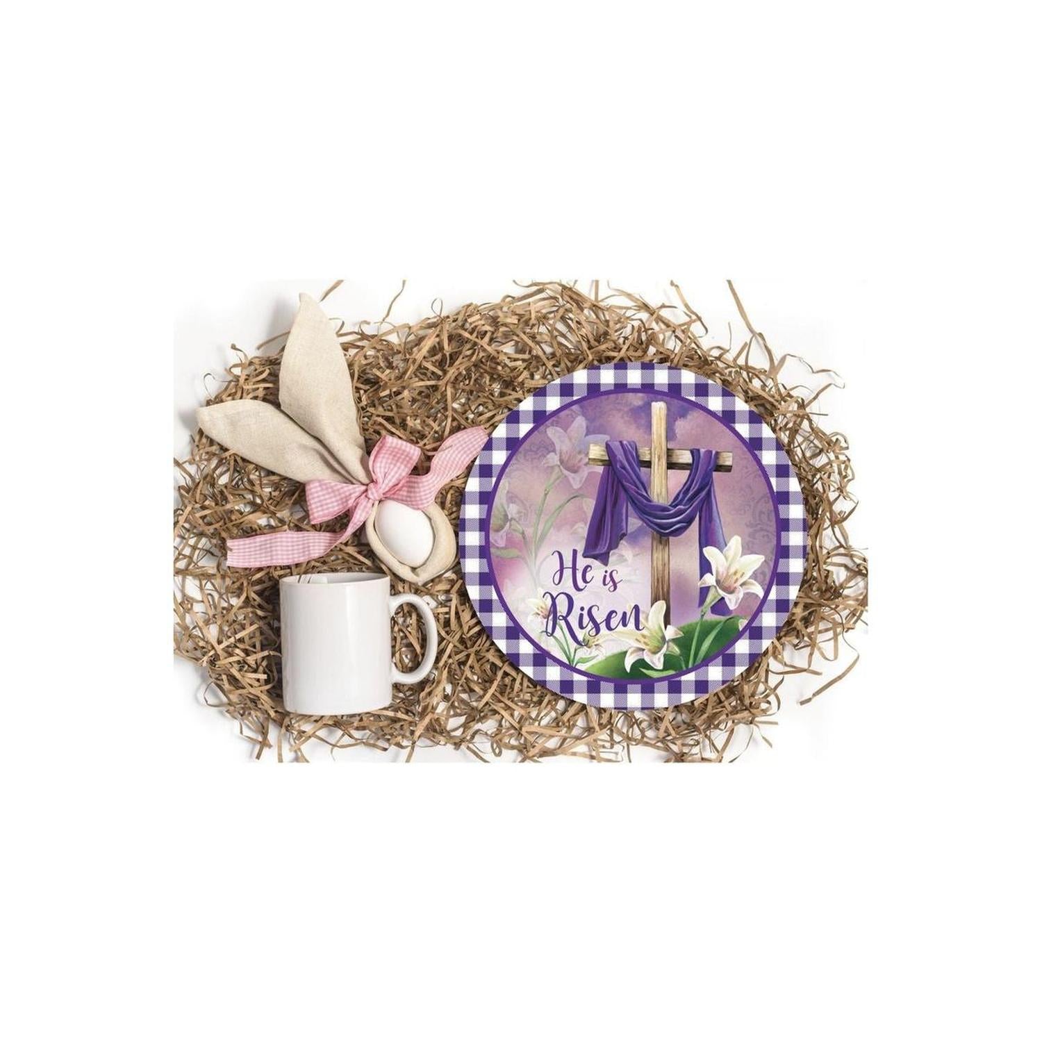 He Is Risen Easter Lily Sign - Wreath Enhancement