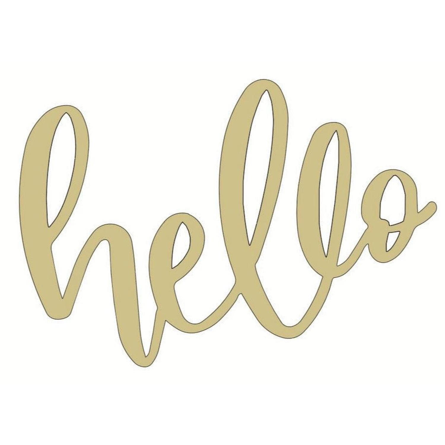 Hello Decorative Script Unfinished Wood Cutout