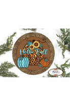 Hello Fall Leopard Animal Print Pumpkin Sign - Wreath Accent Sign - Michelle's aDOORable Creations - Signature Signs