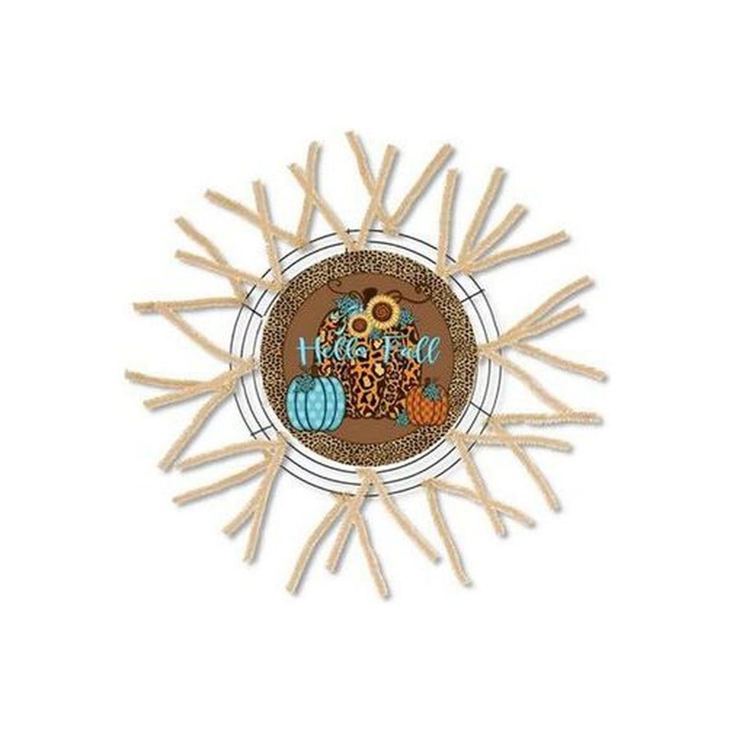 Shop For Hello Fall Leopard Animal Print Pumpkin Sign - Wreath Accent Sign at Michelle's aDOORable Creations