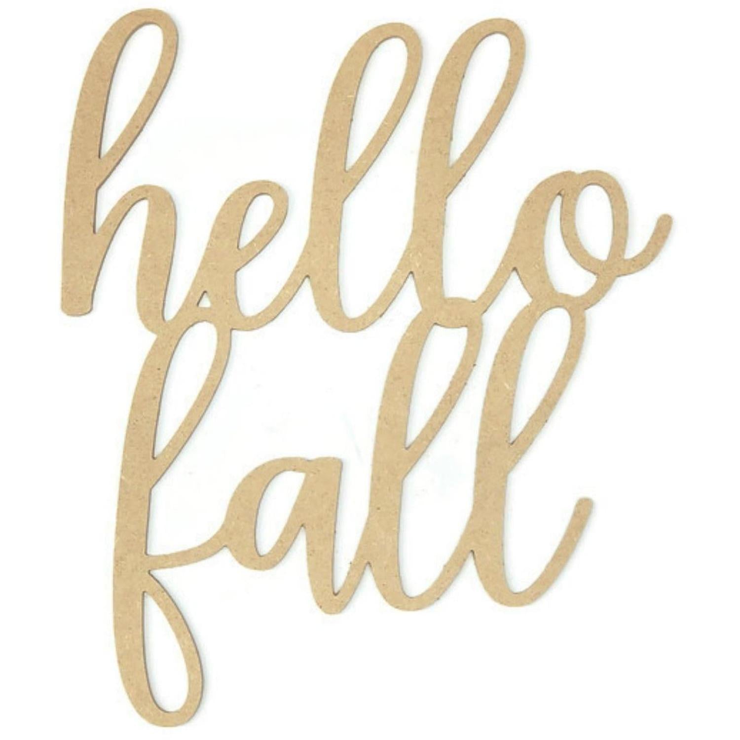 Hello Fall Script Wood Cutout - Unfinished Wood