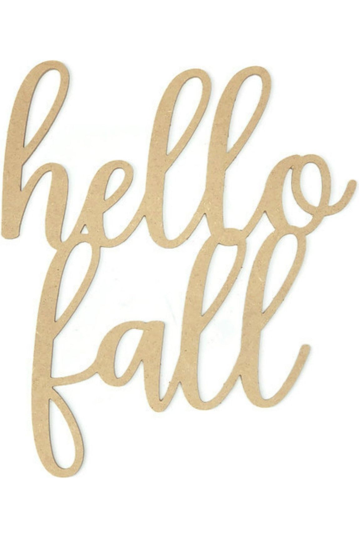 Hello Fall Script Wood Cutout - Unfinished Wood - Michelle's aDOORable Creations - Unfinished Wood Cutouts