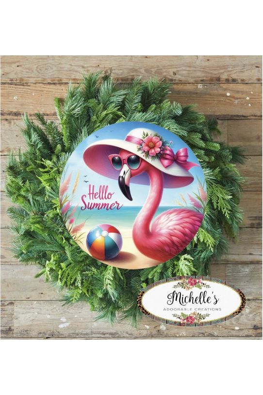 Shop For Hello Summer Pink Flamingo Sign