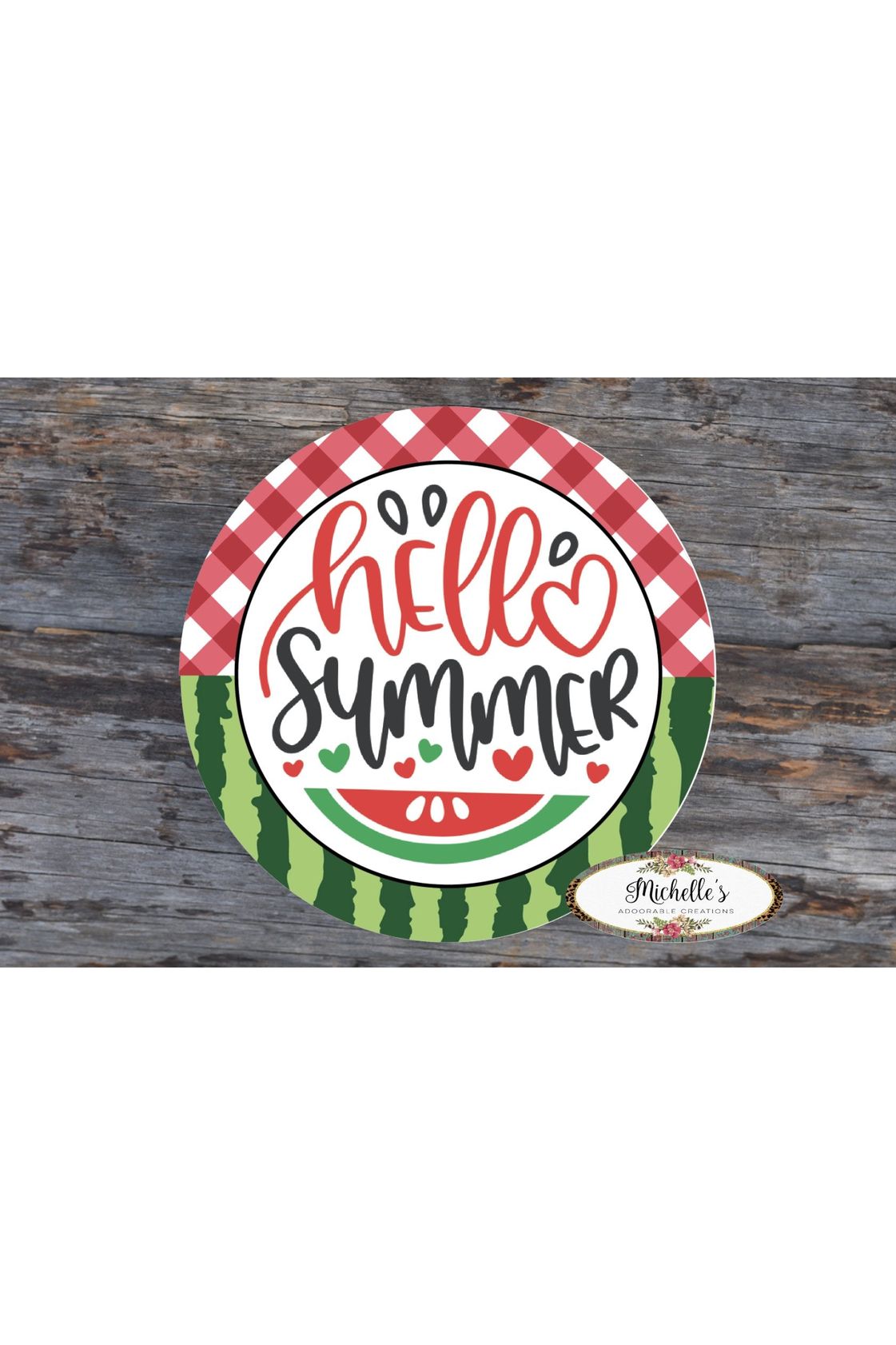 Shop For Hello Summer Round Watermelon Sign - Wreath Enhancement