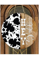 Shop For Hey Yall Cowhide Round Sign - Wreath Enhancement