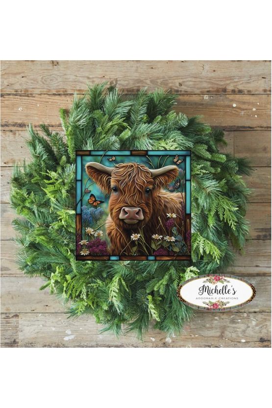 Shop For Highland Cow Butterfly Sign - Wreath Enhancement