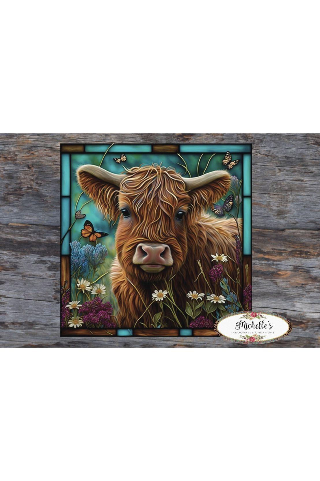 Shop For Highland Cow Butterfly Sign - Wreath Enhancement at Michelle's aDOORable Creations