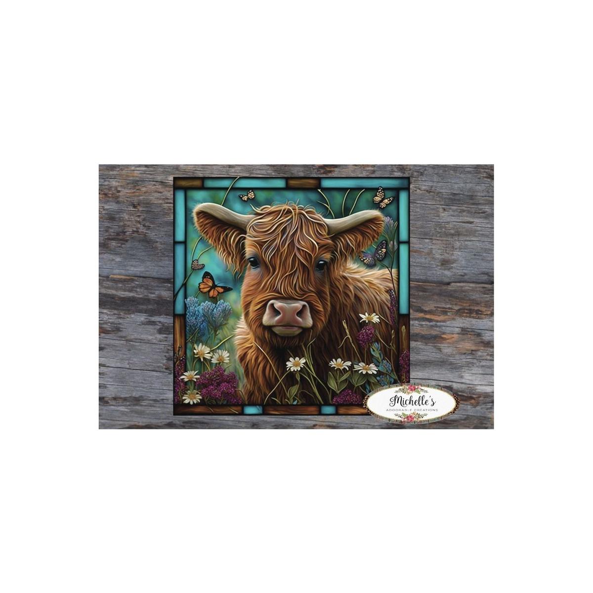 Shop For Highland Cow Butterfly Sign - Wreath Enhancement at Michelle's aDOORable Creations