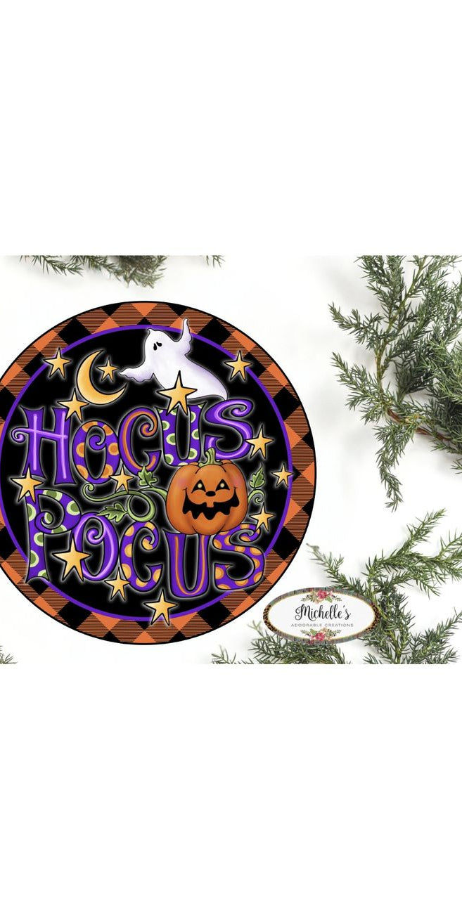 Hocus Pocus Ghost Halloween Sign - Wreath Enhancement - Michelle's aDOORable Creations - Signature Signs