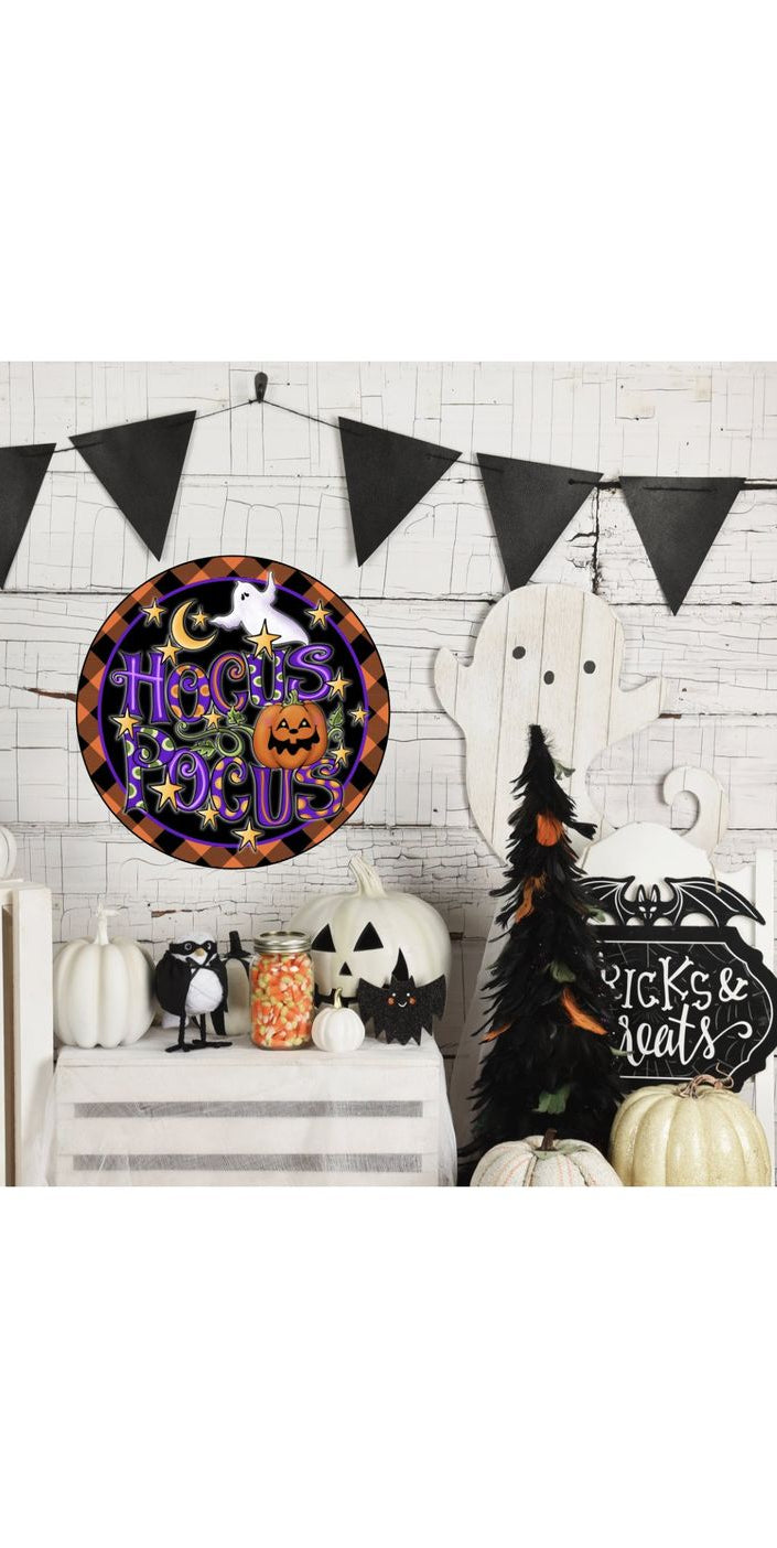 Hocus Pocus Ghost Halloween Sign - Wreath Enhancement - Michelle's aDOORable Creations - Signature Signs