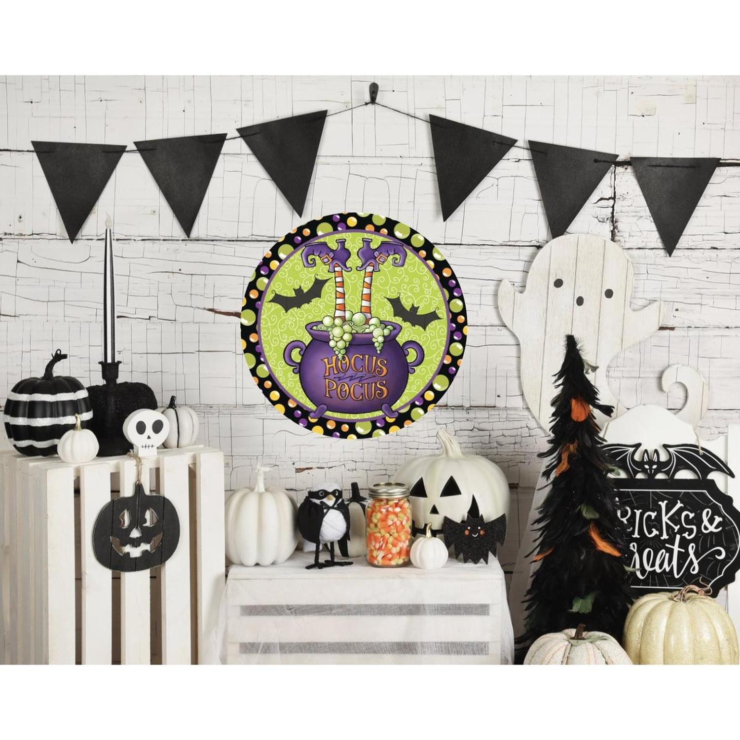 Hocus Pocus Witch Leg Cauldron Sign