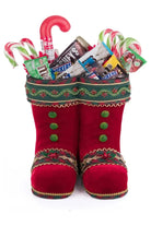 Holiday Magic Tabletop Santa Boots (Red) - Michelle's aDOORable Creations - Christmas Decor