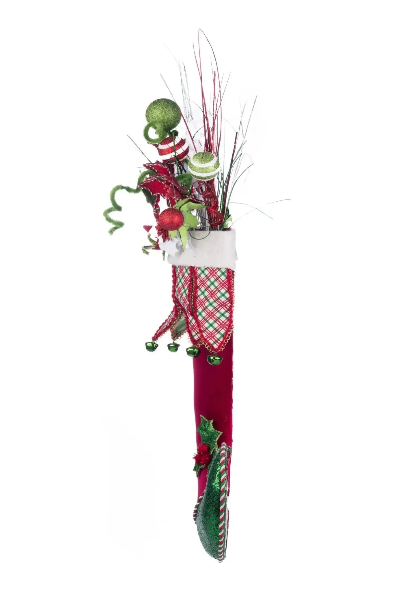 Holly Woods Stocking With Floral Wall Piece - Michelle's aDOORable Creations - Christmas Decor