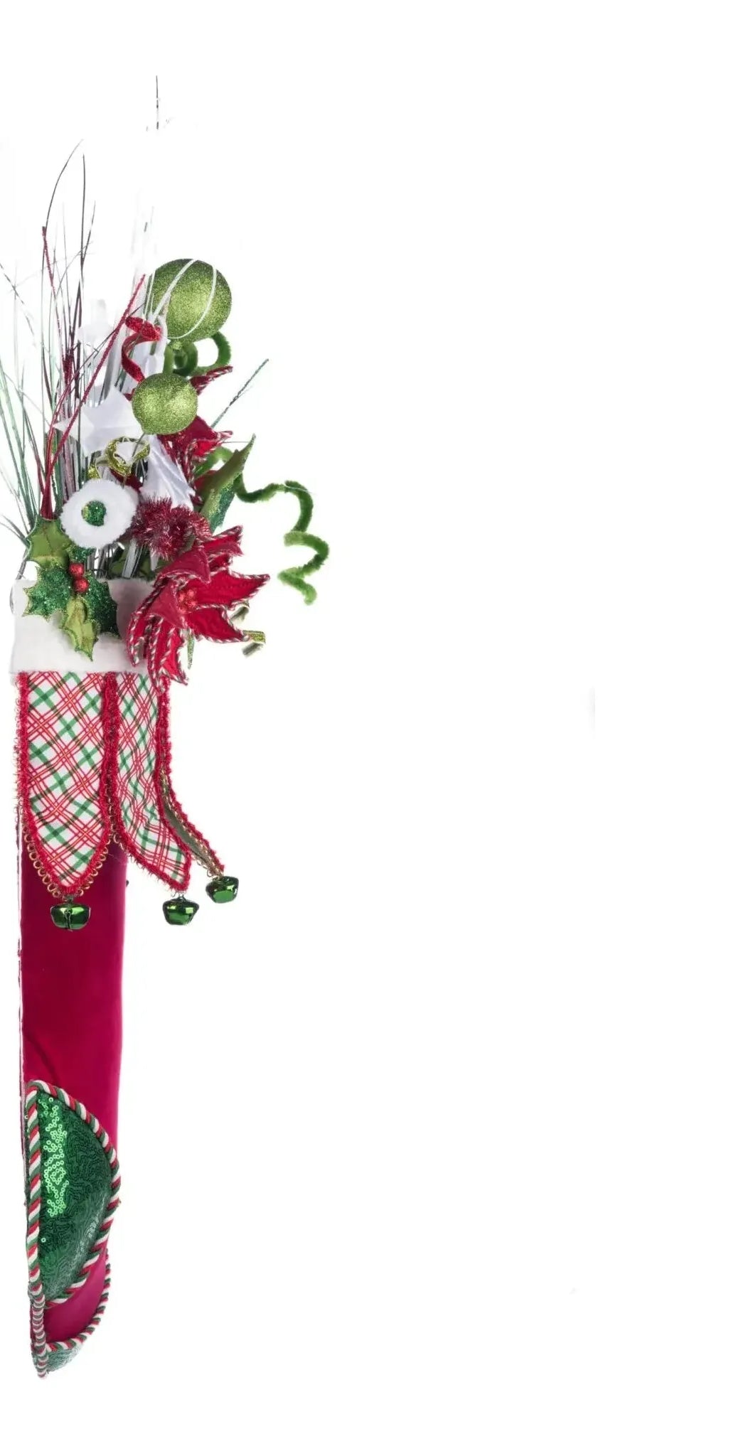 Holly Woods Stocking With Floral Wall Piece - Michelle's aDOORable Creations - Christmas Decor