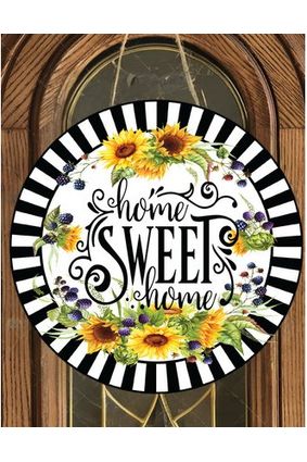 Home Sweet Home Sunflower Round Sign - Wreath Enhancement - Michelle's aDOORable Creations - Signature Signs