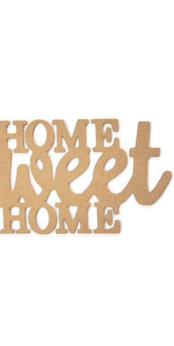 Home Sweet Home Word Wood Cutout - Unfinished Wood - Michelle's aDOORable Creations - Unfinished Wood Cutouts
