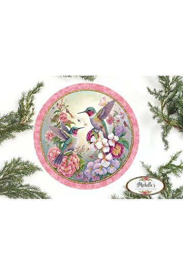 Hummingbird Elegant Round Sign - Wreath Enhancement - Michelle's aDOORable Creations - Signature Signs