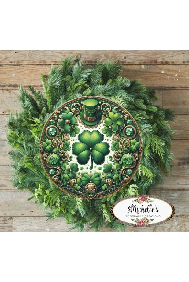 Irish Clover Round Sign - Wreath Enhancement - Michelle's aDOORable Creations - Signature Signs