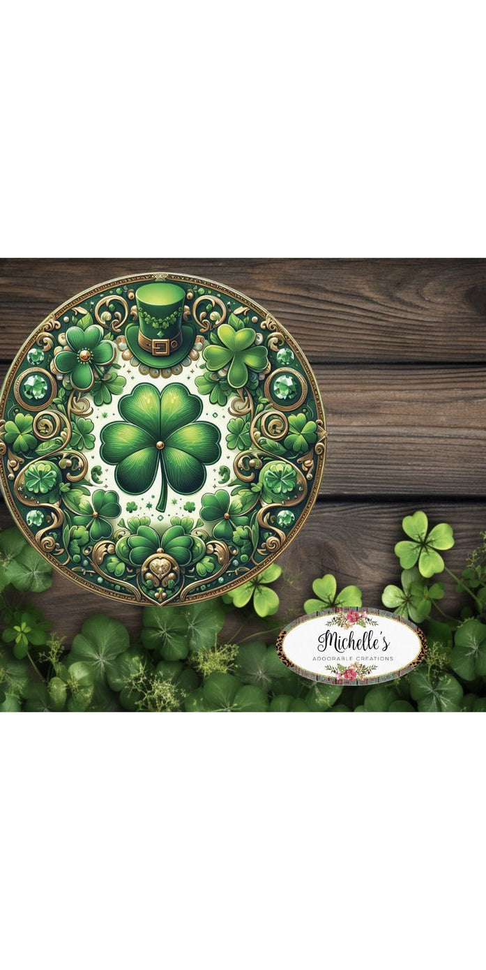 Irish Clover Round Sign - Wreath Enhancement - Michelle's aDOORable Creations - Signature Signs