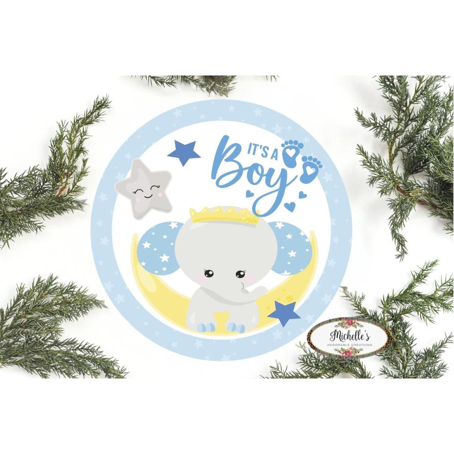Shop For Its a Boy Baby Elephant Sign - Wreath Enhancement at Michelle's aDOORable Creations