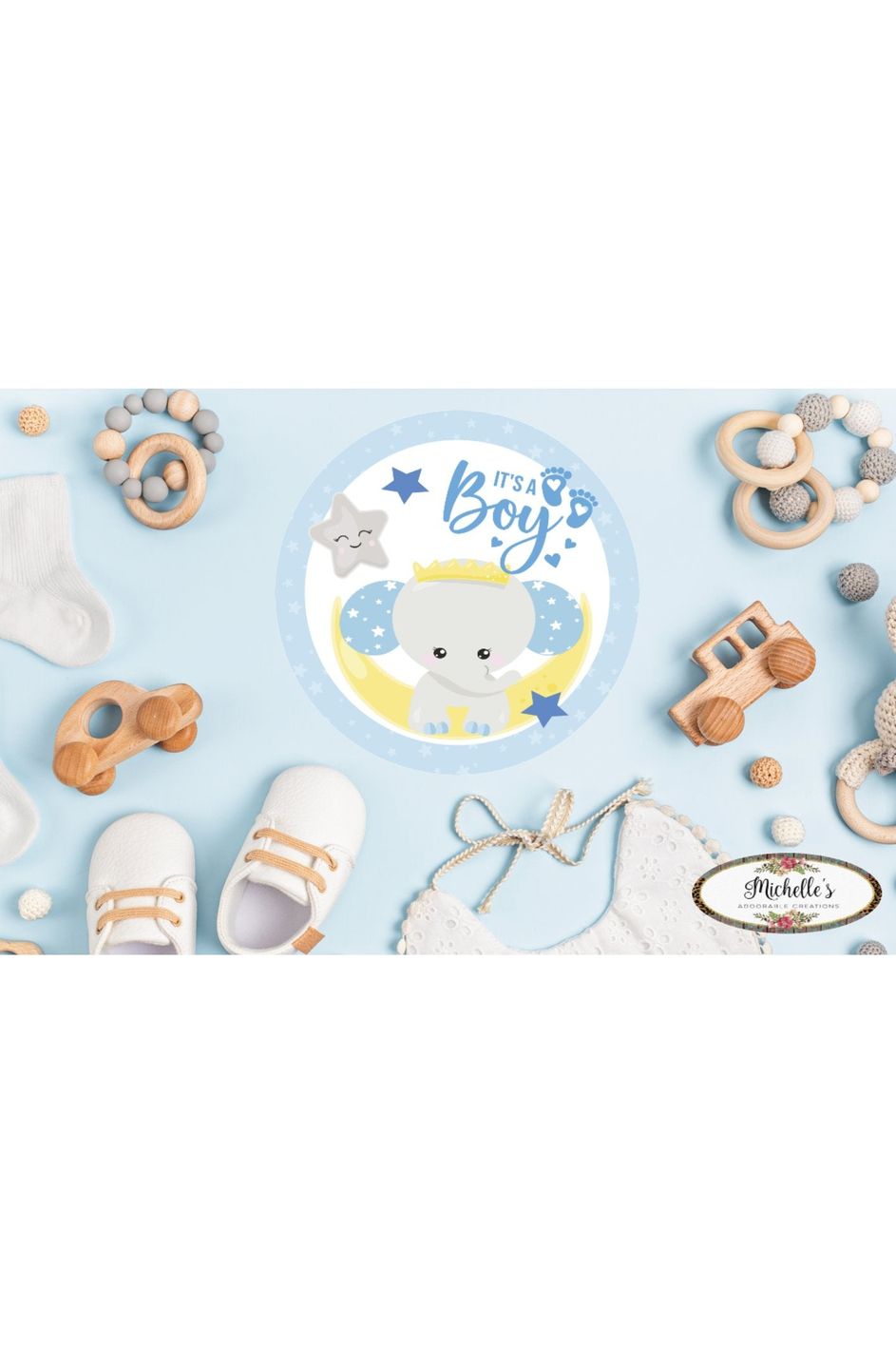 Its a Boy Baby Elephant Sign - Wreath Enhancement - Michelle's aDOORable Creations - Signature Signs