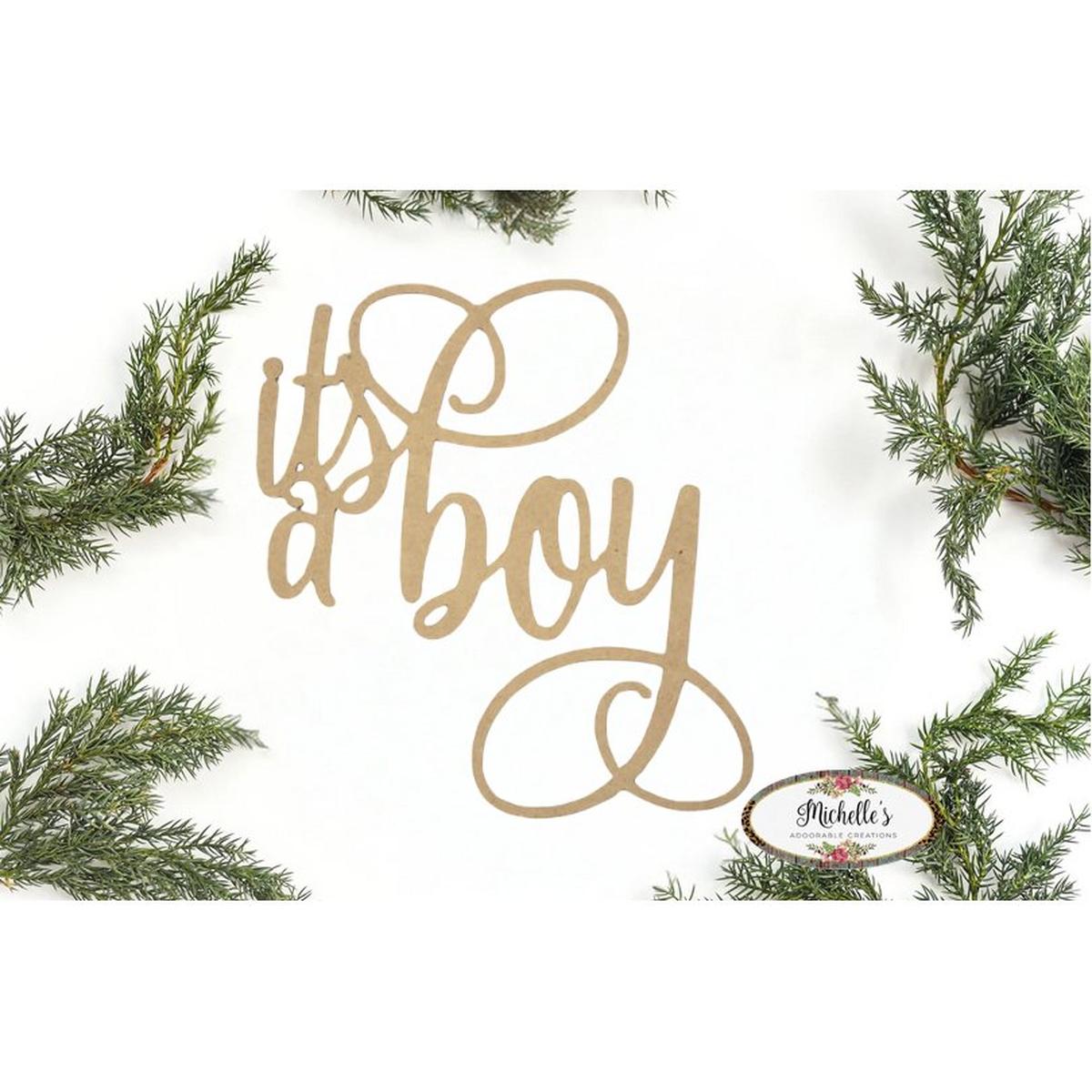 Shop For It's a Boy Script Word Wood Cutout - Unfinished Wood at Michelle's aDOORable Creations