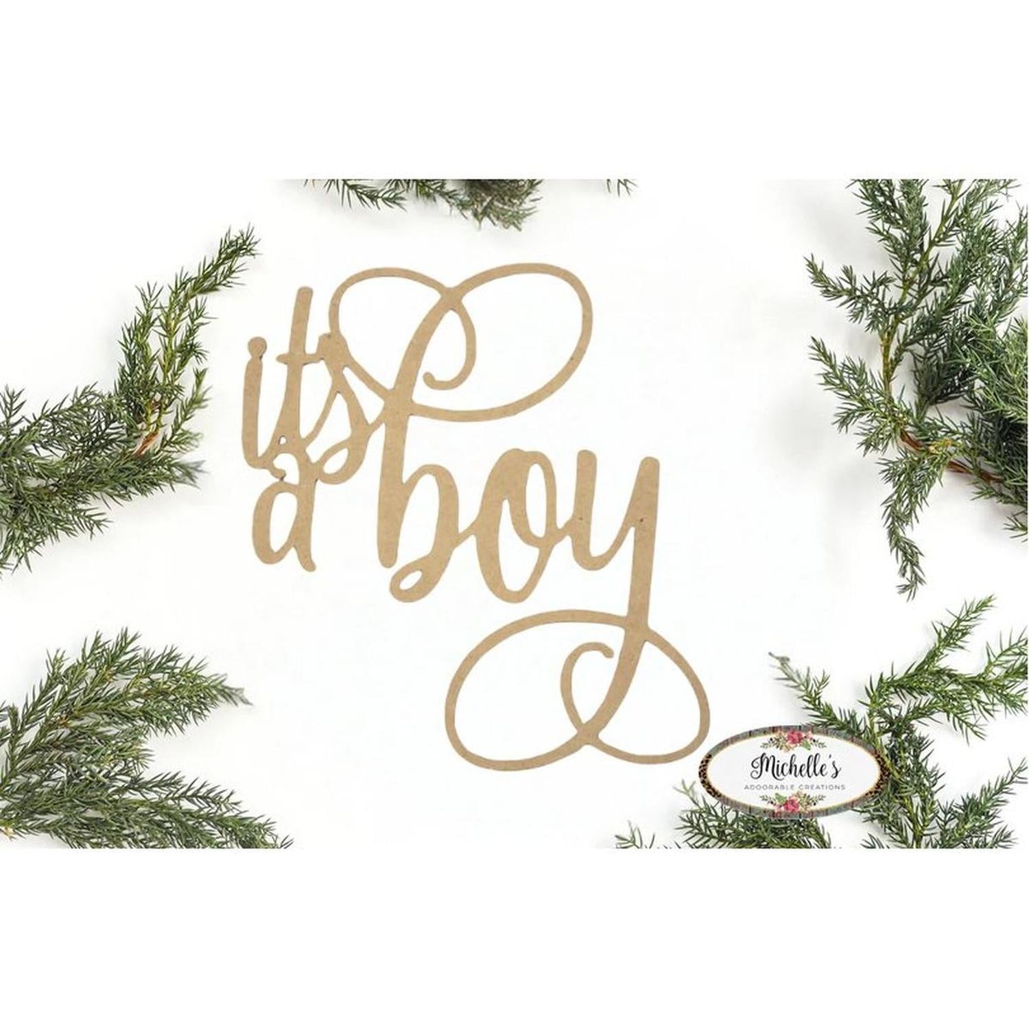 Shop For It's a Boy Script Word Wood Cutout - Unfinished Wood at Michelle's aDOORable Creations