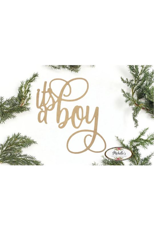 Shop For It's a Boy Script Word Wood Cutout - Unfinished Wood