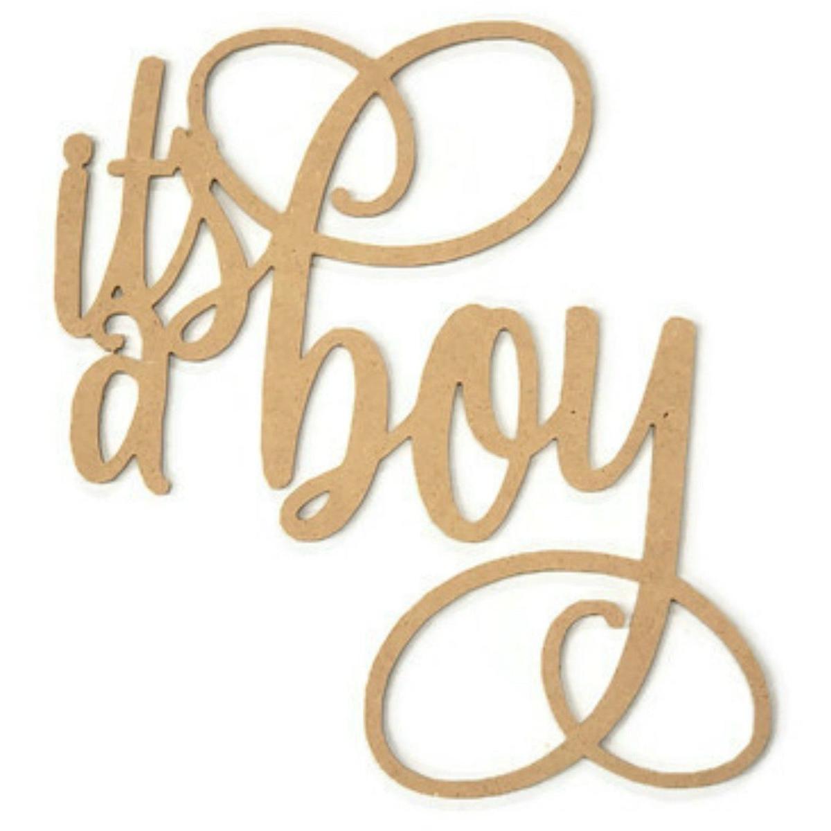 Shop For It's a Boy Script Word Wood Cutout - Unfinished Wood at Michelle's aDOORable Creations