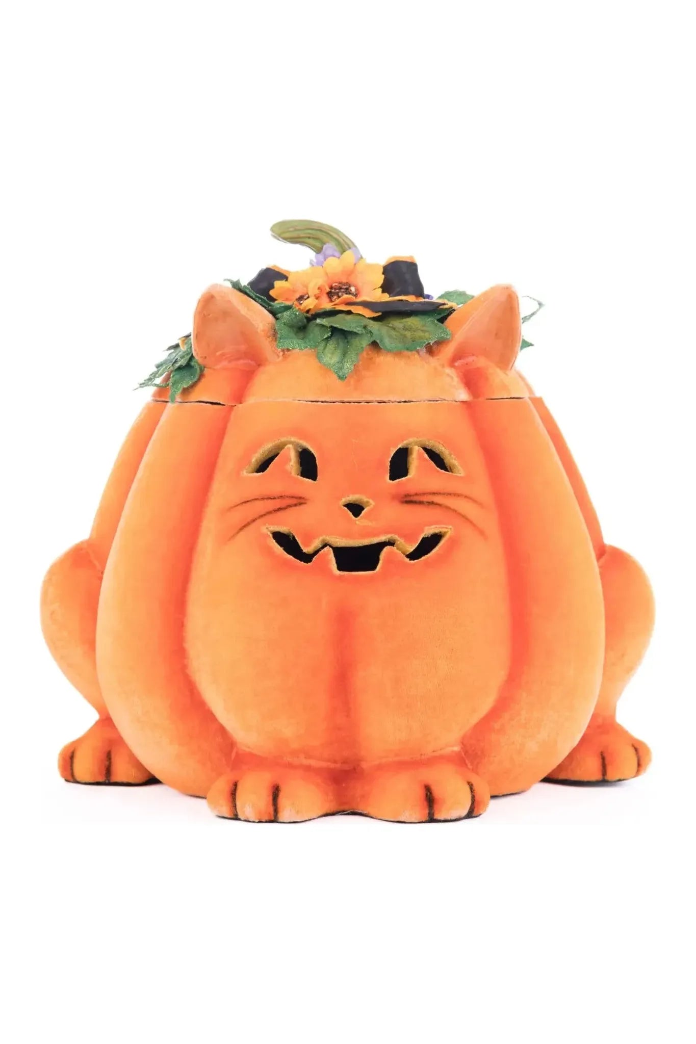 Jackie The Kitty Cat Pumpkin Candy Container - Michelle's aDOORable Creations - Halloween Decor