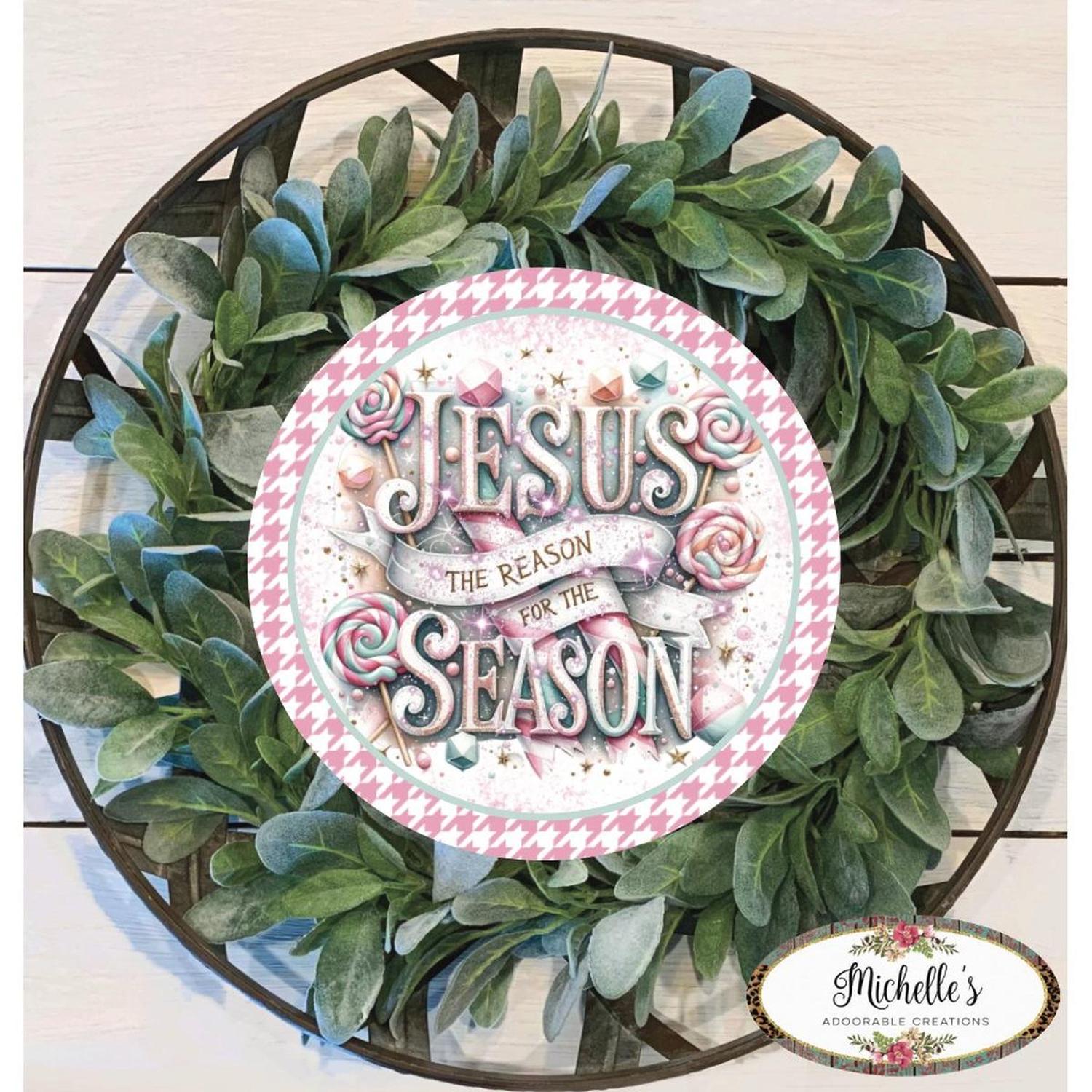 Shop For Jesus Is The Reason For The Season Pink - Wreath Enhancement at Michelle's aDOORable Creations