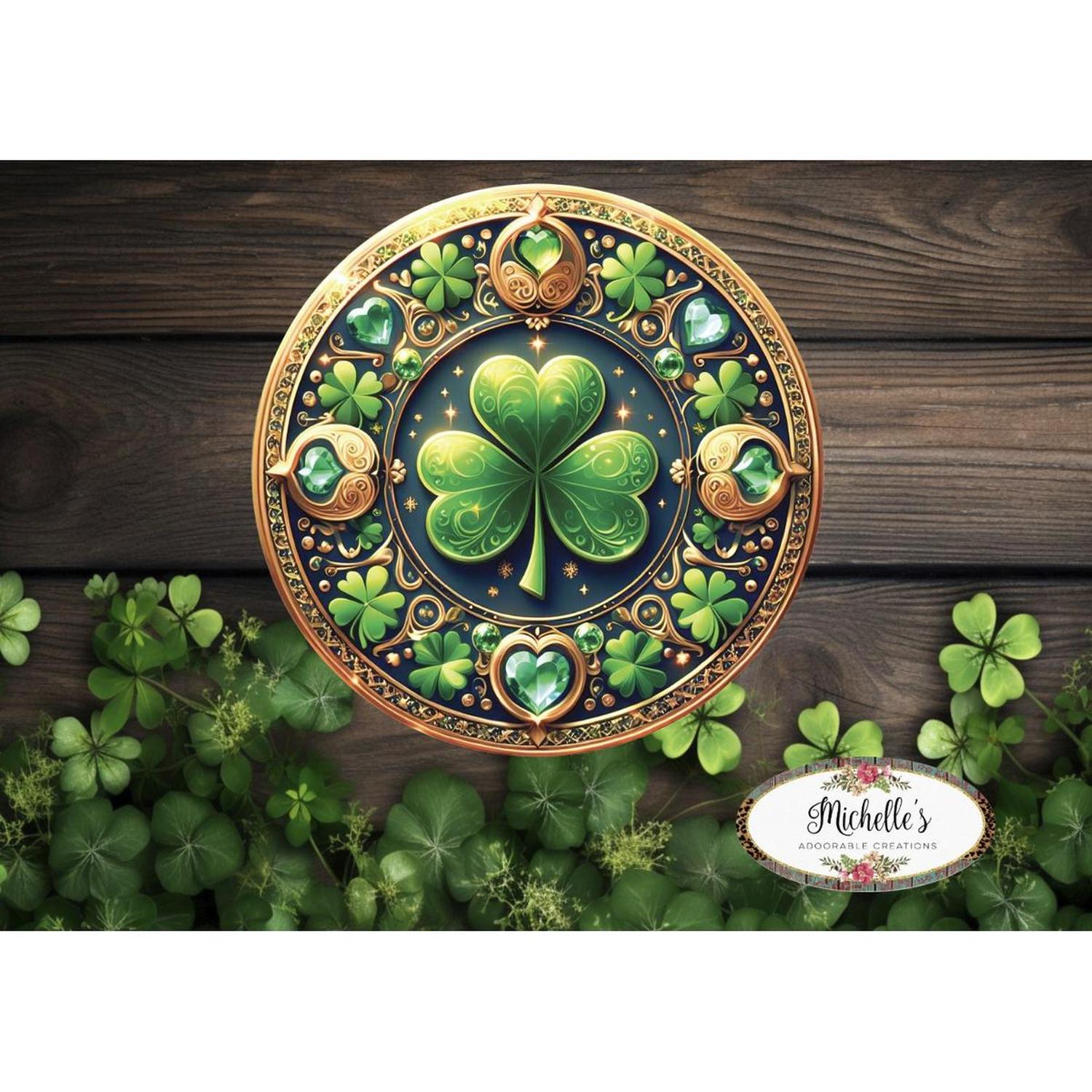 Shop For Jewel Saint Patrick Clover Sign - Wreath Enhancement at Michelle's aDOORable Creations