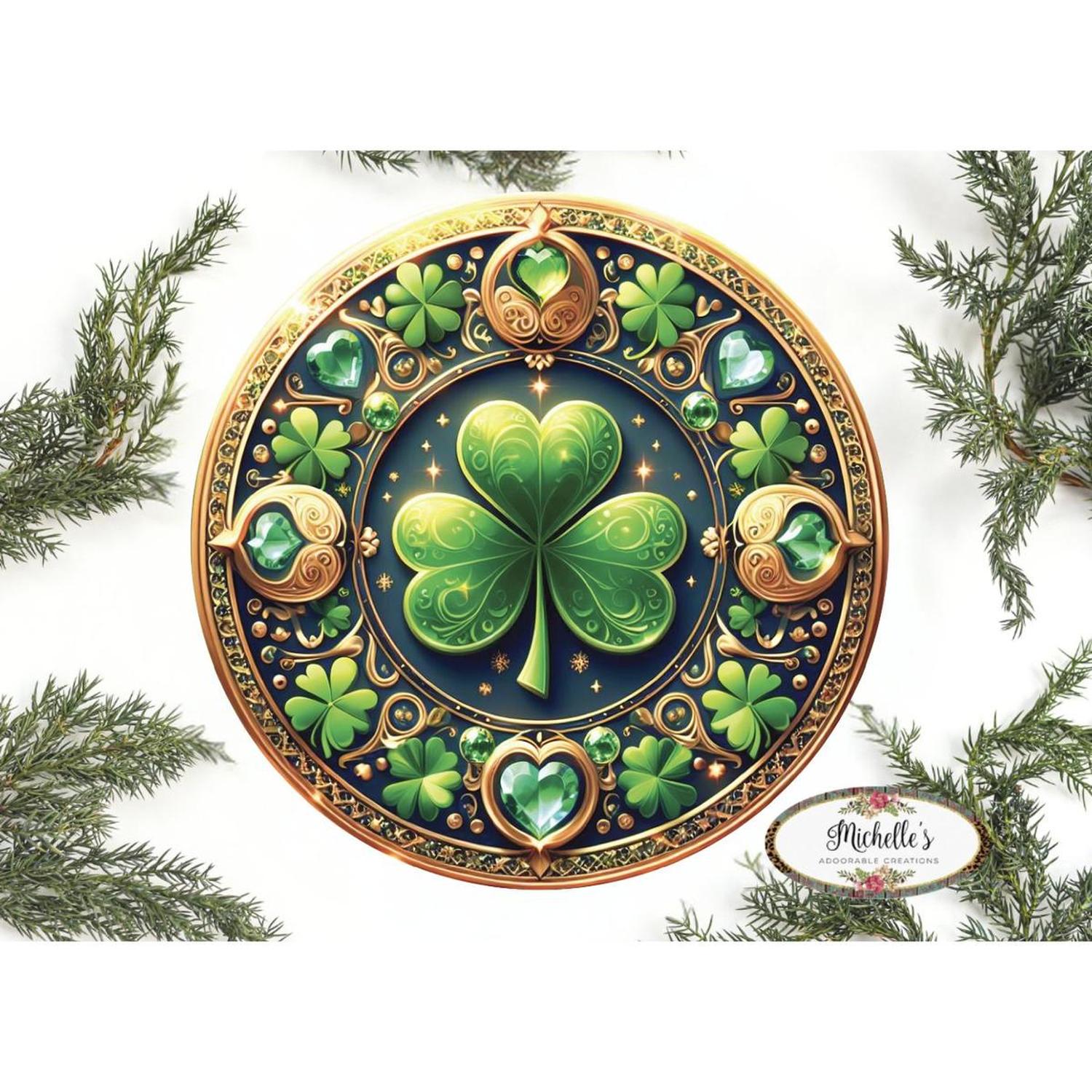 Jewel Saint Patrick Clover Sign - Wreath Enhancement