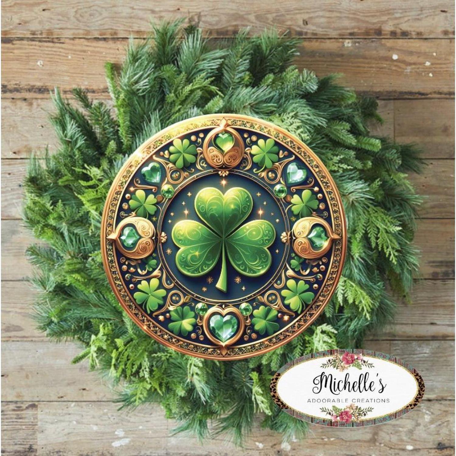 Shop For Jewel Saint Patrick Clover Sign - Wreath Enhancement at Michelle's aDOORable Creations
