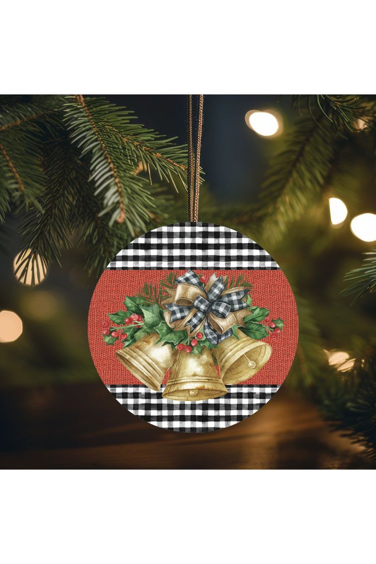 Jingle Bells Black Plaid Sign - Wreath Enhancement - Michelle's aDOORable Creations - Signature Signs