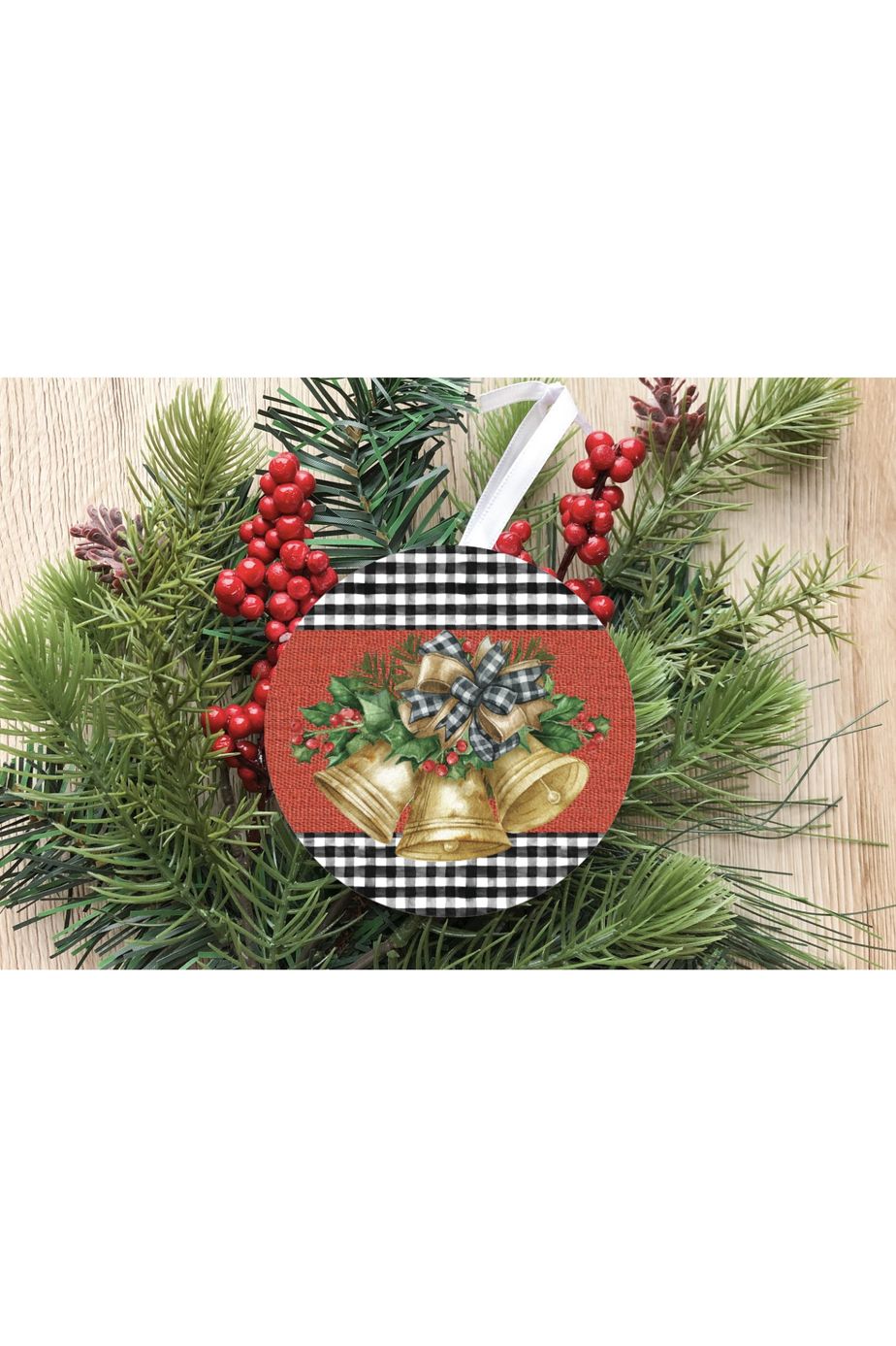 Shop For Jingle Bells Black Plaid Sign - Wreath Enhancement