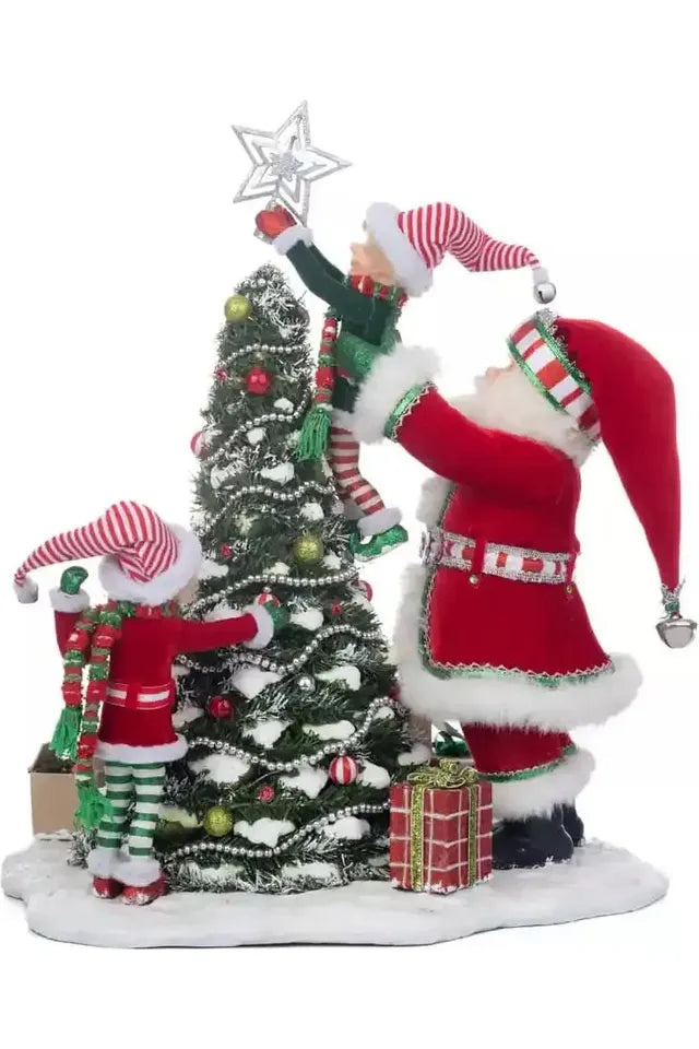 Katherine's Collection 17.75" Peppermint Palace Elves Decorating Tree Figure - Michelle's aDOORable Creations - Christmas Decor