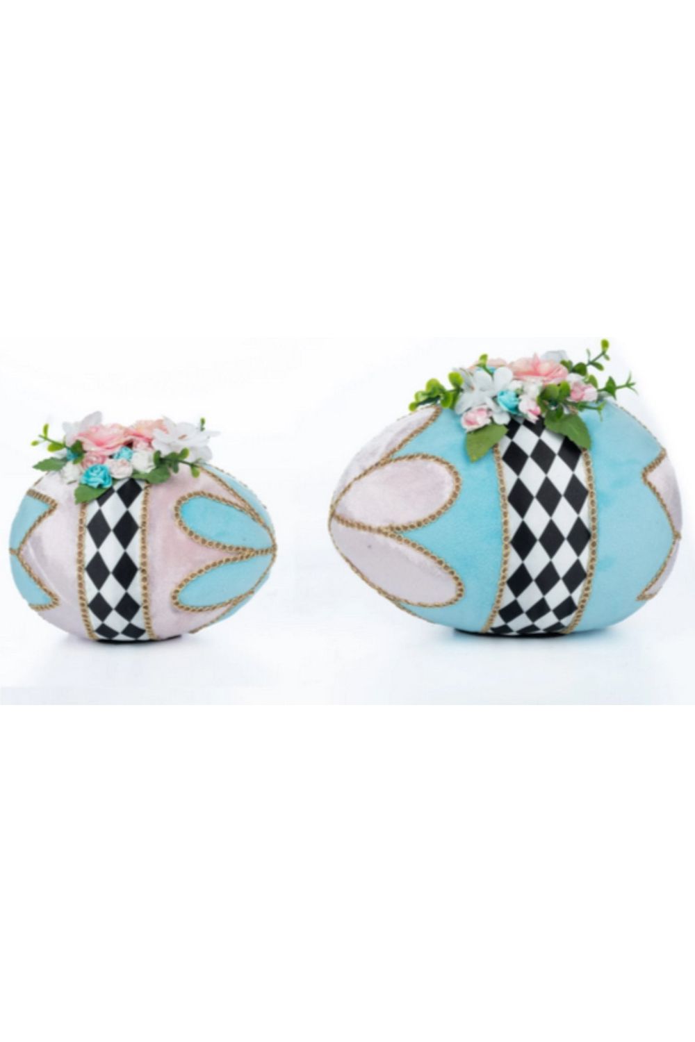 Shop For Katherine's Collection Hearts and Wonderland Fabric Covered Eggs (Set of 2) at Michelle's aDOORable Creations