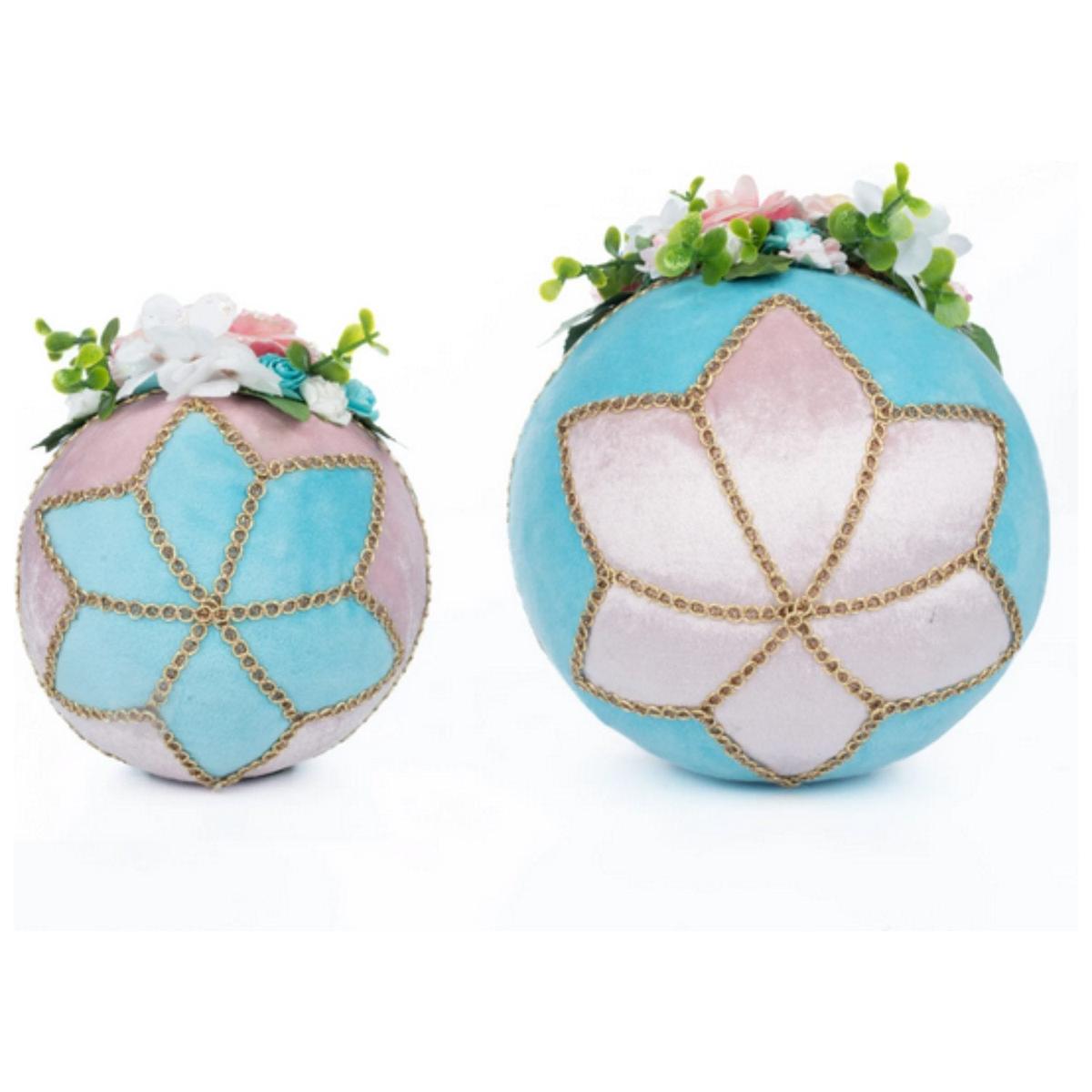 Shop For Katherine's Collection Hearts and Wonderland Fabric Covered Eggs (Set of 2) at Michelle's aDOORable Creations