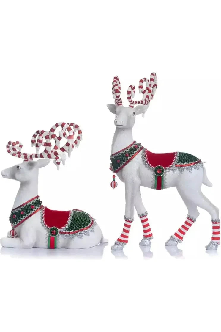 Katherine's Collection Peppermint Palace Deer Figurine (Set of2) - Michelle's aDOORable Creations - Christmas Decor