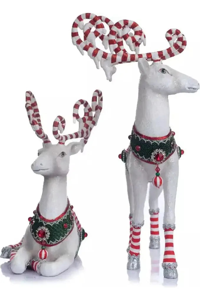 Katherine's Collection Peppermint Palace Deer Figurine (Set of2) - Michelle's aDOORable Creations - Christmas Decor