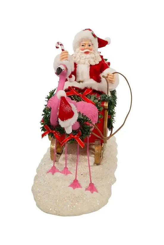 Kurt Adler 10" Fabriché™ Santa In Sleigh With Flamingos - Michelle's aDOORable Creations - Christmas Decor