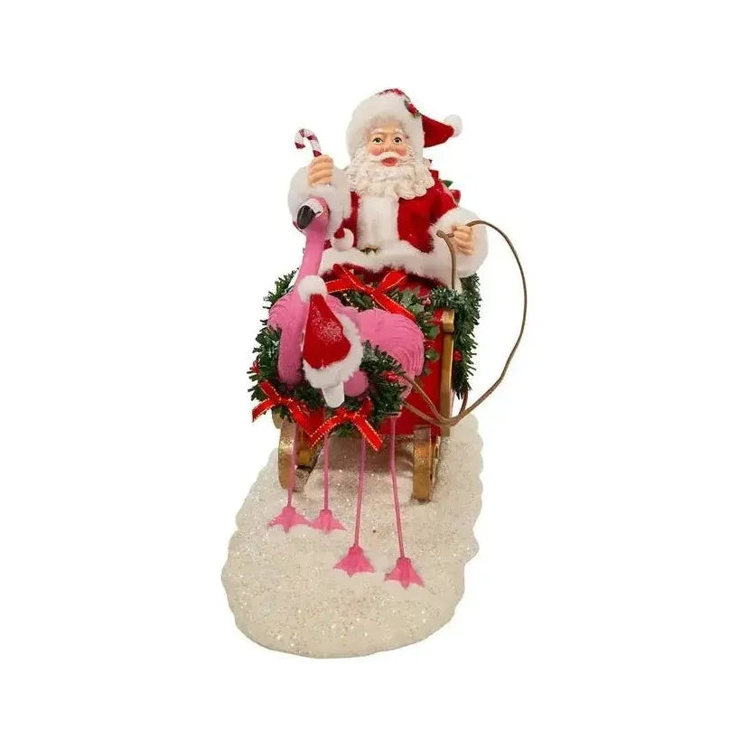 Shop For Kurt Adler 10" Fabriché™ Santa In Sleigh With Flamingos at Michelle's aDOORable Creations