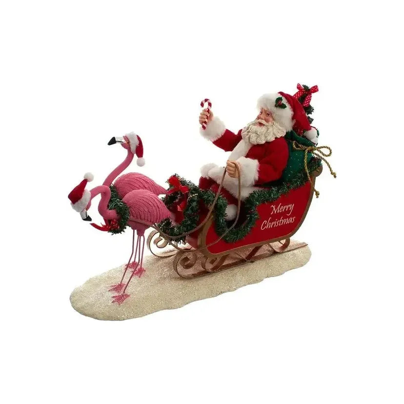 Shop For Kurt Adler 10" Fabriché™ Santa In Sleigh With Flamingos at Michelle's aDOORable Creations