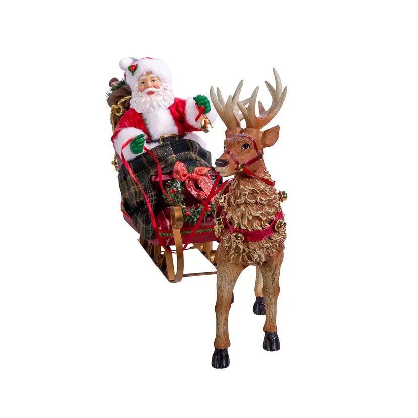 Shop For Kurt Adler 10 - Inch Santa in Sleigh with Deer at Michelle's aDOORable Creations