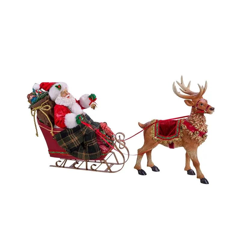 Shop For Kurt Adler 10 - Inch Santa in Sleigh with Deer at Michelle's aDOORable Creations