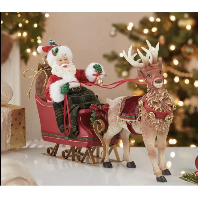 Shop For Kurt Adler 10 - Inch Santa in Sleigh with Deer at Michelle's aDOORable Creations