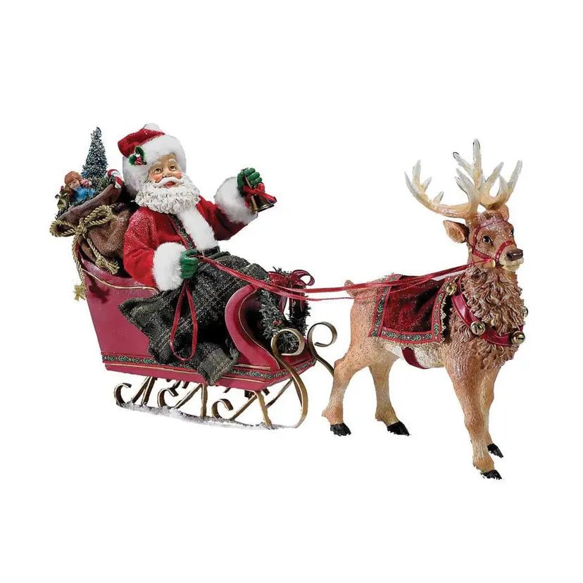 Shop For Kurt Adler 10 - Inch Santa in Sleigh with Deer at Michelle's aDOORable Creations