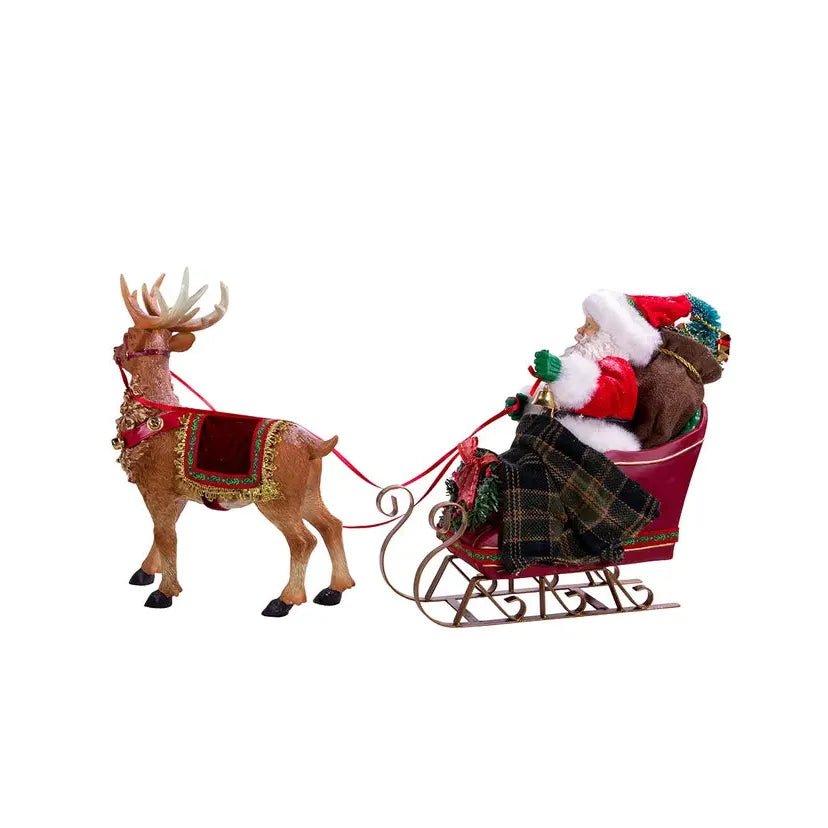 Shop For Kurt Adler 10 - Inch Santa in Sleigh with Deer at Michelle's aDOORable Creations